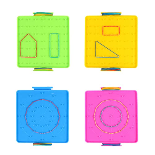 PATKAW 4 Stück Geoboard Stecktafel Kunststoff Nagelbrett Geometrische Form Lernwerkzeuge Gemischter Stil. von PATKAW