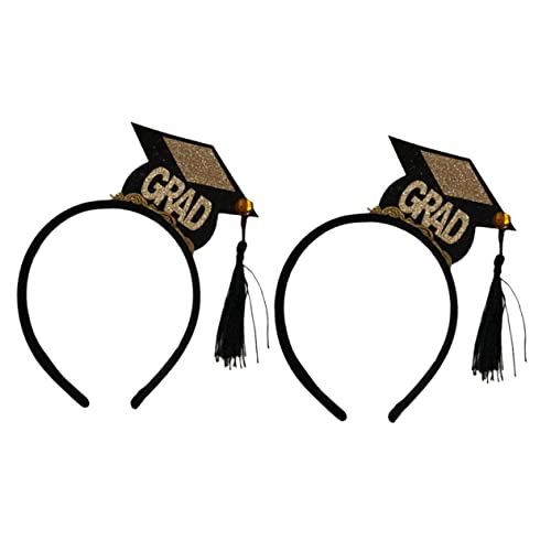 PATKAW 5St Graduierung Quaste Stirnband Abschluss Hut Haarband Mützen Kappe partydekoration party decoration Abschlussfeier Haarreifen weibliche Abschlusskopfbedeckung Grüßer Black von PATKAW