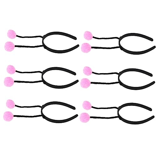 PATKAW 6st Pelzknäuel-stirnband Haarband Für Mädchen Haarschmuck Für Mädchen Marienkäfer-dekor Kostüm Stirnband Make-up-accessoires Make-up-haarband Kopfbedeckung Rosa Eisendraht von PATKAW