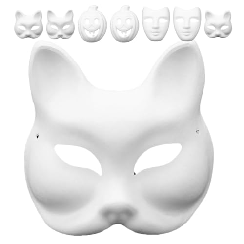 PATKAW 8 Stück Leere Papiermasken – Unbemalte Maskenmasken Diy-Cosplay-Masken Unfertige Masken – Weiße Bastelmasken Leere Bemalbare Masken Für Halloween-Kostüme von PATKAW