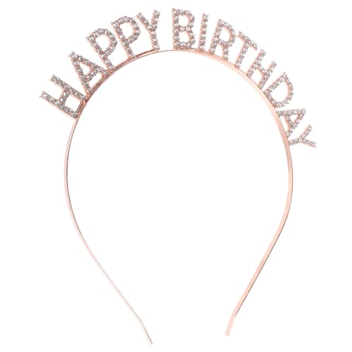 PATKAW Dekorationen frauen stirnbänder Brautkrone erste Alles zum Geburtstag haarschmuck haircharm Geburtstagsfeier Roségold Party-Stirnbänder geburtstag haarband Legierung Rose Gold von PATKAW