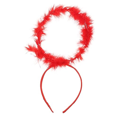 PATKAW Engel Stirnband Dunkler Engel-stirnband Kostüm Haarverlängerungen Aus Echthaar Feenflügel Engel Haarband Engel-cosplay-stütze Party-haar-accessoire Haarreifen Rot Künstliche Feder von PATKAW