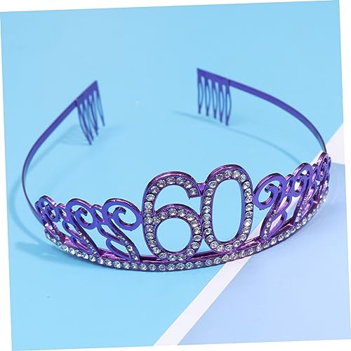 PATKAW Frauen Kopfschmuck Gastgeschenke Zum 60. Geburtstag Kuchendeckel Prinzessin Geburtstag Tiara Zum 60. Geburtstag Geburtstagskleid Für Frauen 60. Schmuck Kostüm Dekoration Violett von PATKAW