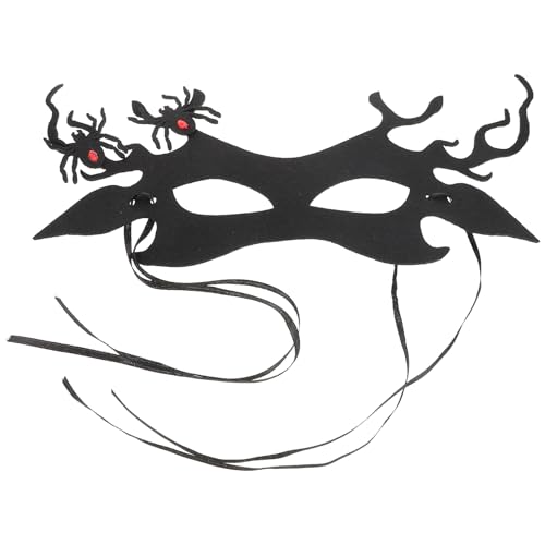 PATKAW Geweih Spinnenmaske Halloween-Spinnendekoration Fuchsmaske Rentiermaske pelzige Maske gruselige maske halloween dekoration Geisterspinnenmaske Blumenmasken-Requisite Vlies Black von PATKAW