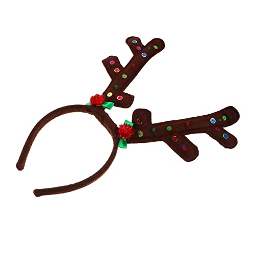 PATKAW Geweih Stirnband weihnachtliches Haar-Accessoire Halloweenkostüm weihnachtshaarspangen weihnachts haarspangen Geweih Kopfbedeckung Cosplay Rentier Haarreifen Stoff Coffee von PATKAW