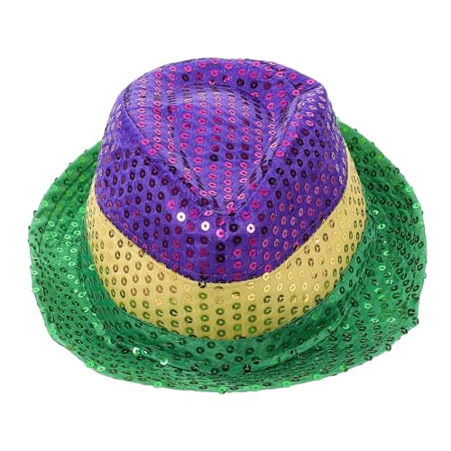 PATKAW Karnevals Hüte Karnevalshut Pailletten-cosplay-hüte Karneval-pailletten-fedorahüte Cosplay-partyhüte Glitzernde Kopfbedeckungen Partyhüte Mit Pailletten Baumwolle Green von PATKAW