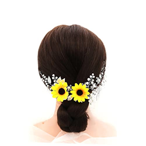 PATKAW Party-kopfschmuck Strass-haarranke Kopfschmuck Für Die Party Perlen Tiara Braut Haarschmuck Aus Strass Gänseblümchen-haarrebe Sonnenblumen-stirnband Goldenes Blumenstirnband Silver von PATKAW