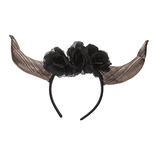 PATKAW Tag Der Toten Stirnband Succubus-kostüm Kopfschmuck Aus Horn Clown-horn Kopfbedeckung Aus Horn Stirnband Hörner Stirnband Tag Der Toten Kopfschmuck Black Stoff von PATKAW