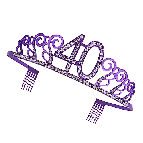 PATKAW Zahl Krone Haarschmuck 40. Geburtstag Kopfschmuck Haarband Alles Zum Geburtstag Krone Kopfbedeckung Braut Kopfschmuck Dekorationen Geburtstag Frauen Prinzessin Krone Violett von PATKAW