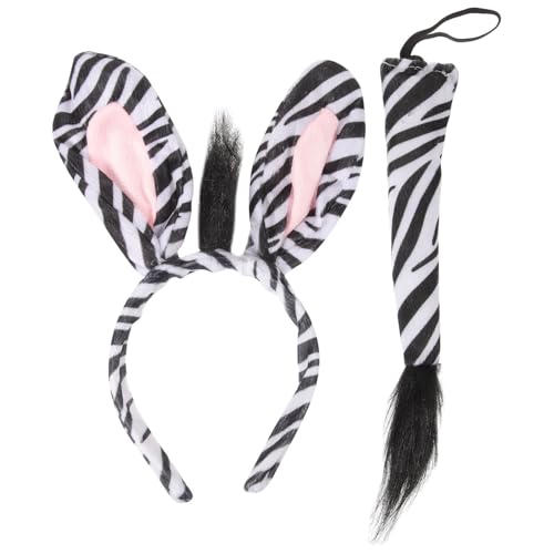 PATKAW Zebra-Ohren-Stirnband Zebra- – 1 Set Lustiges Festival-Party-Haar-Accessoire-Set Für Zebras – Tierhaarbekleidung Performance Maskerade Partyzubehör von PATKAW