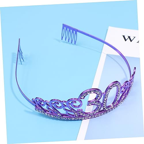 PATKAW frauen kopfschmuck haaraccessoires hair jewellery gebutagsdeko kopfhoerer Tag der Toten Kopfschmuck Geburtstagsdekoration für Frauen Zahl Krone geburtstagstorte dekoration Violett von PATKAW