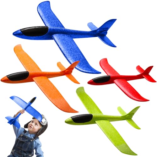 PATRICHOR 4 Stück 44cm Styroporflieger Kinder Flieger Styropor, Extra Groß Flugzeug Styropor Wurfgleiter, Flugzeug Kinder, Segelflugzeug Kinder, Flugzeug Spielzeug von PATRICHOR