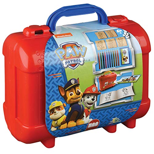 Multiprint Tashe Travel Set Paw Patrol Boy, Made in Italy, Malbucher, mit Puzzles und Buntstifte, Stempelset Kinder, in Holz und Naturkautschuk, Ungiftige Waschbare Tinte, Geschenkidee, 42903 von Multiprint