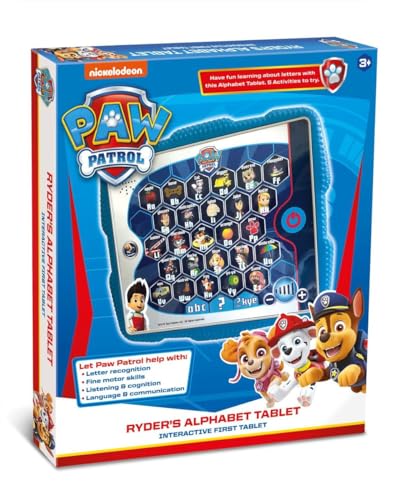 Nickelodeon PAW02 Paw Patrol Ryder Spielzeug für Kinder – hilft Wörter und Tonerkennung zu entwickeln, Hören – mit 5 lustigen interaktiven Aktivitäten, ab 3 Jahren, blau, Ryder's Alphabet Tablet von PAW PATROL