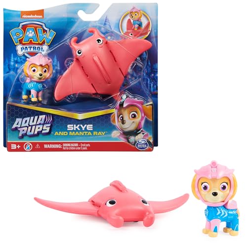 Paw Patrol, Aqua Pups - Hero Pups Actionfiguren-Set mit 1 Skye Welpenfigur und 1 Rochen Figur, Spielzeug geeignet für Kinder ab 3 Jahren von PAW PATROL