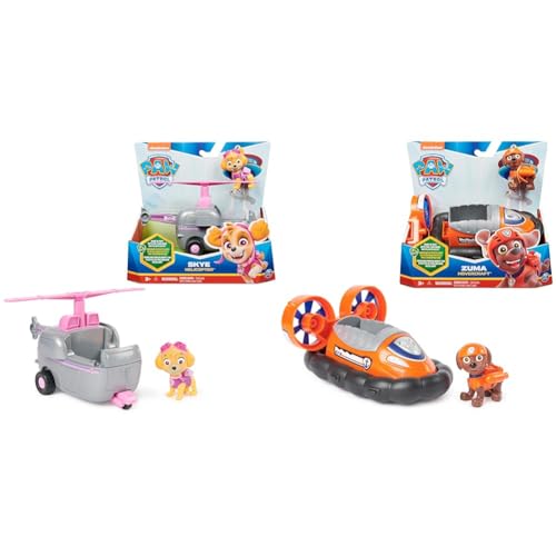 PAW PATROL, Helikopter mit Skye-Figur & Luftkissenboot mit Zuma-Figur (Sustainable Basic Vehicle/Basis Fahrzeug), Spielzeug für Kinder ab 3 Jahren von PAW PATROL