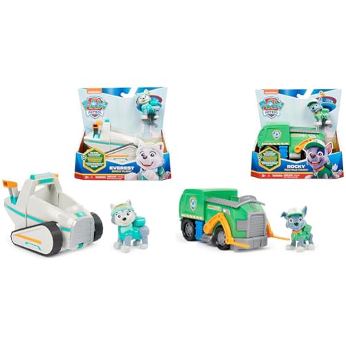 PAW PATROL, Schneemobil mit Everest-Figur & Recycling-Truck mit Rocky-Figur (Sustainable Basic Vehicle/Basis Fahrzeug), Spielzeug für Kinder ab 3 Jahren von PAW PATROL