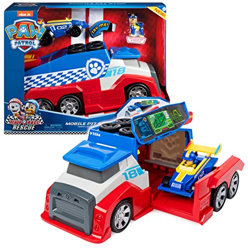 PAW PATROL 6054505 Ready, Race, Rescue Mobile Pit Stop Team-Fahrzeug inkl. Chase Figur & Fahrzeug von PAW PATROL