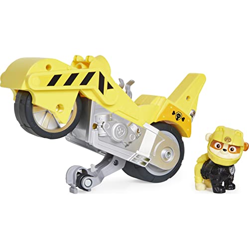 PAW PATROL Moto Pups Rubbles Motorrad mit Spielfigur, Fahrzeug mit Rückzugs- und Wheelie-Funktion, ab 3 Jahren, Basis Fahrzeug (Basic Vehicle) von PAW PATROL