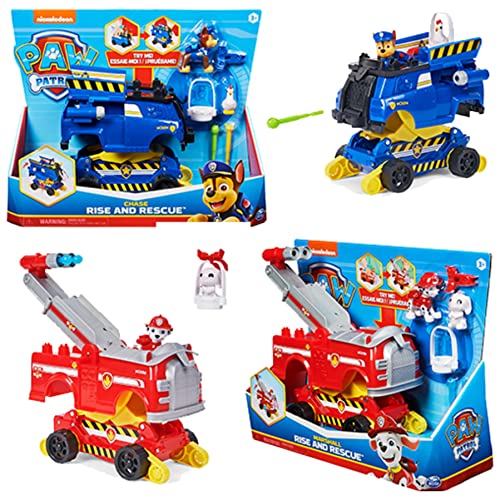 PAW PATROL Rise and Rescue verwandelbare Spielzeugautos mit Actionfiguren und Zubehör, ab 3 Jahren, Chase oder Marshall - Sortiert - Zufallsauswahl des Charakters - einzeln erhältlich von PAW PATROL