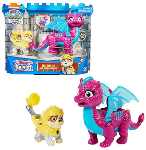 Paw Patrol, Rescue Knights Rubble und Dragon Blizzie Actionfiguren-Set, Spielzeug geeignet für Kinder ab 3 Jahren von PAW PATROL