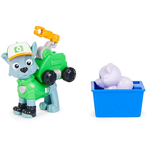 PAW PATROL 6065254, Big Truck Pups, Rocky Action-Figur mit Rettungsdrohne zum Anheften, Kabine als Hauptquartier und tierischem Freund, Kinderspielzeug von PAW PATROL