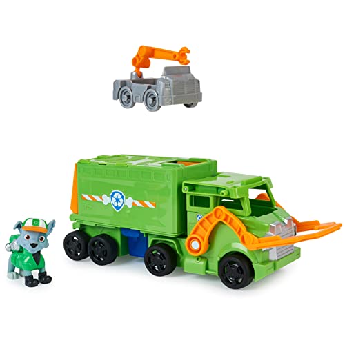 PAW PATROL 6065318 Big Pups Rocky Transforming Toy Truck mit Sammel-Actionfigur, Kinderspielzeug für Kinder ab 3 Jahren, 1 Big Rig Fahrzeug, 1 Rocky Figur, 1 Mini Rettungsfahrzeug von PAW PATROL