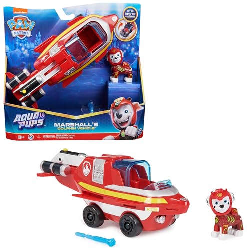 PAW Patrol, Aqua Pups - Basis Fahrzeug Spielzeugauto im Delfin-Design mit Marshall Welpenfigur, Spielzeug geeignet für Kinder ab 3 Jahren von PAW PATROL