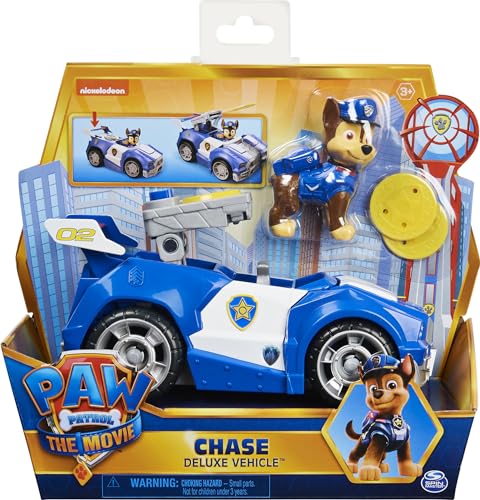 PAW PATROL Chases Deluxe Basis Fahrzeug aus dem Kinofilm mit Hundefigur, Spielzeugauto, ab 3 Jahren von PAW PATROL