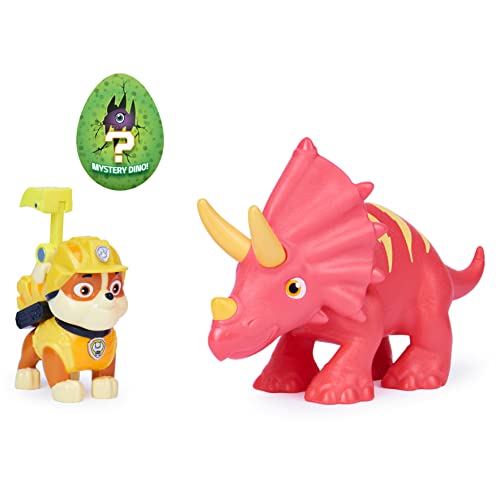 PAW PATROL Dino Rescue Rubble Hero Pup Spielfigur im Set mit beweglicher Dinosaurier-Figur und Überraschungs-Dino, Spielzeug für Kinder ab 3 Jahren von PAW PATROL