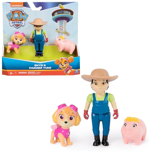 PAW PATROL Hero Pups – Actionfiguren-Set mit 1 Skye Hundefigur, 1 Bäuerin Yumi Figur und 1 Schweinchen, Spielzeug geeignet für Kinder ab 3 Jahren von PAW PATROL