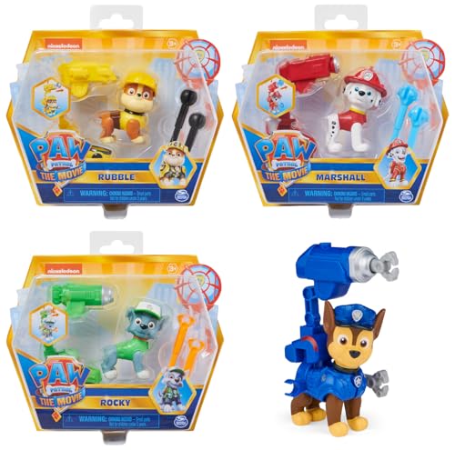 PAW PATROL Hero Pups Spielfiguren aus dem Kinofilm mit Clip on-Uniform, Sortiert, Zufalssauswahl des Charakters, ab 3 Jahren von PAW PATROL