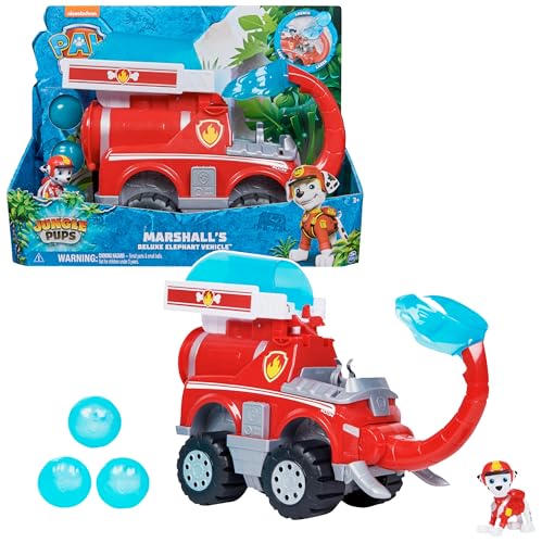 PAW PATROL Jungle Pups - Großes Elefanten-Fahrzeug mit Wasser-Abwurf (Deluxe Fahrzeug) und Marshall Hero Pups Figur, Spielzeug für Kinder ab 3 Jahren von PAW PATROL