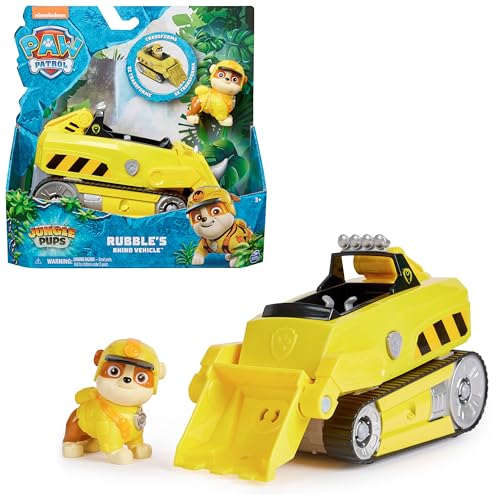 PAW Patrol Jungle Pups – Nashorn-Fahrzeug mit Rubble-Figur (Basis Fahrzeug), Spielzeug für Kinder ab 3 Jahren von PAW PATROL