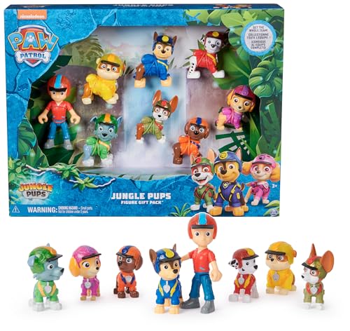 PAW Patrol Jungle Pups – Spielfiguren-Geschenkset mit 7 Hundefiguren und 1 Ryderfigur zum Sammeln, Spielzeugfiguren, Spielzeug geeignet für Kinder ab 3 Jahren von PAW PATROL