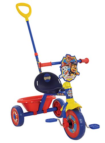 Paw Patrol First Ride On Trike - Lizenziertes Kinderfahrzeug mit verstellbarem Griff, Easy-Switch Pedalkupplung, pannensichere Reifen, Stahlrahmen, Schutzblech vorne, hintere Aufbewahrung, geeignet von PAW PATROL