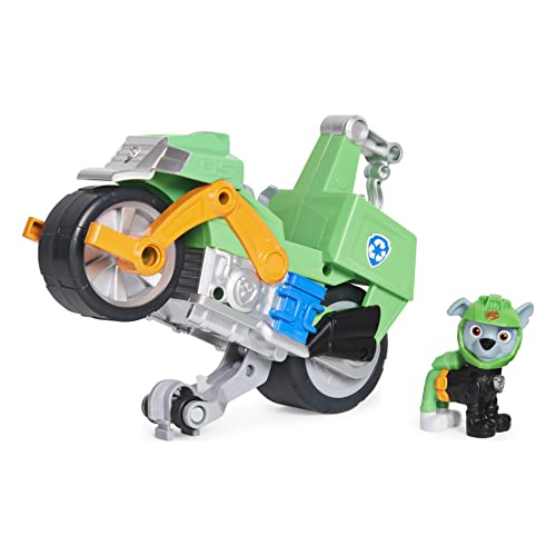 PAW PATROL Moto Pups Rockys Motorrad mit Spielfigur, Fahrzeug mit Rückzugs- und Wheelie-Funktion, ab 3 Jahren, Basis Fahrzeug (Basic Vehicle) von PAW PATROL