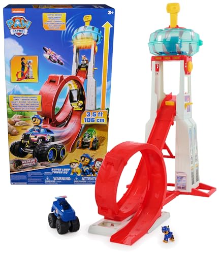 PAW Patrol Rescue Wheels - Superloop Tower, extragroßer Tower mit Startrampe und Looping, Licht- & Geräuscheffekten, inkl. Chase Monstertruck und Figur, Spielzeug für Kinder ab 3 Jahren von PAW PATROL