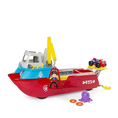 PAW PATROL Sea Patroller Schiff mit Ryder Figur und Zubehör, Spielzeug für Kinder ab 3 Jahren, mit Licht- und Geräuscheffekten, Amphibienfahrzeug von PAW PATROL