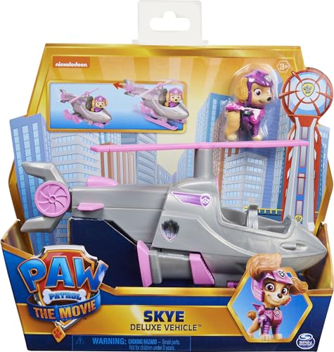 PAW PATROL Skyes Deluxe Basis Fahrzeug aus dem Kinofilm mit Hundefigur, Spielzeugauto, ab 3 Jahren von PAW PATROL