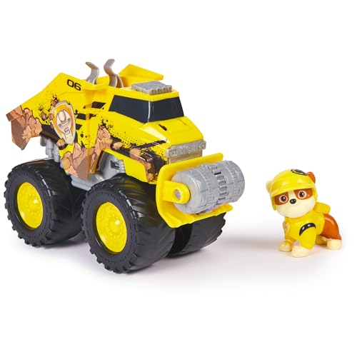 PAW PATROL Rescue Wheels - Rubbles Bulldozer Monstertruck mit Rubble Hundefigur, Spielzeug für Kinder ab 3 Jahren von PAW PATROL