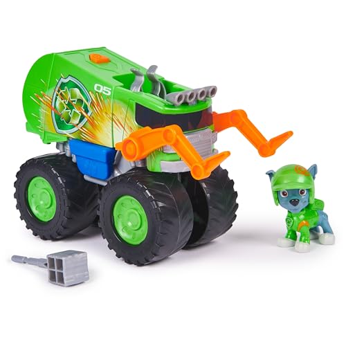 PAW Patrol Rescue Wheels - Rockys Recycling Monstertruck mit Geschoss-Abwurf und Rocky Hundefigur, Spielzeug für Kinder ab 3 Jahren von PAW PATROL