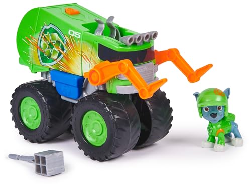 PAW Patrol Rescue Wheels - Rockys Recycling Monstertruck mit Geschoss-Abwurf und Rocky Hundefigur, Spielzeug für Kinder ab 3 Jahren von PAW PATROL