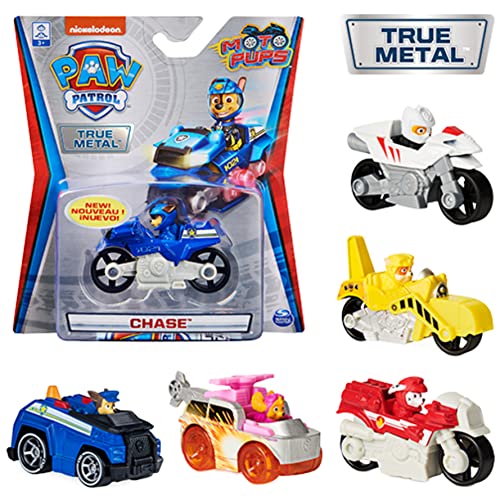 PAW PATROL True Metal - 1 Metallfahrzeug zum Sammeln - Moto Pups Motorräder und Klassische Fahrzeuge gemischt - Sortiert - Zufallsauswahl - Lieferumfang: 1 Fahrzeug von PAW PATROL