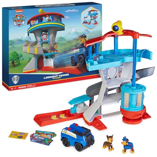 PAW Patrol, Lookout Tower, Hauptquartier Spielset mit 1 Chase Basis Fahrzeug, 2 Chase Figuren und Zubehör, geeignet für Kinder ab 3 Jahren von PAW PATROL