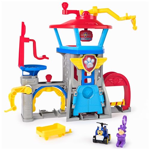 PAW PATROL Air Rescue - Pup Squad Flughafen Tower mit Fahrzeugstarter, Chase-Pup Squad Racer und Bürgermeister Figur, Spielzeug für Kinder ab 3 Jahren von PAW PATROL