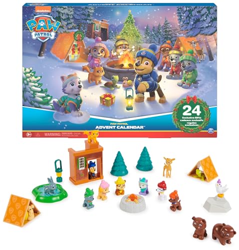 PAW Patrol Adventskalender 2023 - 24 Spielzeug-Überraschungen für eine fantasievolle Winterwelt, 7 Welpenfiguren, Tierfiguren und Zubehör, ab 3 Jahren von PAW PATROL