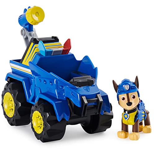 PAW PATROL Dino Rescue Chases Basis Fahrzeug mit Rückzieh-Mechanismus, inklusive Hundefigur und Überraschungs-Dino, Spielzeug für Kinder ab 3 Jahren von PAW PATROL