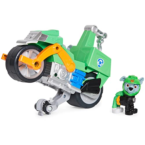 PAW Patrol Moto Pups - Rocky - Rückzugmotor - Wheelie-Funktion - Spielzeugfahrzeug von PAW PATROL