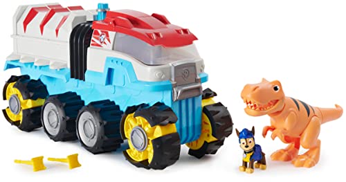 PAW PATROL Dino Rescue Dino Patroller Teamfahrzeug mit Motorenantrieb, Chase Figur und großem Dinosaurier, ab 3 Jahren, batteriebetrieben, mit Geräuscheffekten und Platz für Basis Fahrzeuge von PAW PATROL